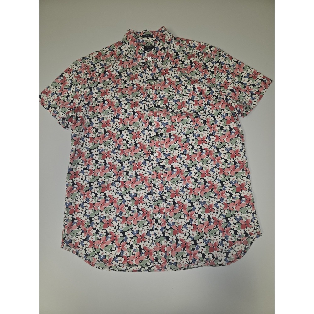 J Crew Men's Flex Washed Slim Fit Floral Print S/S Button Down Shirt Size M